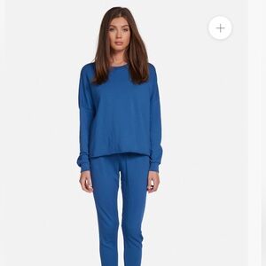 Michael Lauren Travis crop pullover Mykonos blue $110‎ small NWT